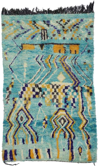 5 x 8 Vintage Aqua Boujad Moroccan Rug 20711