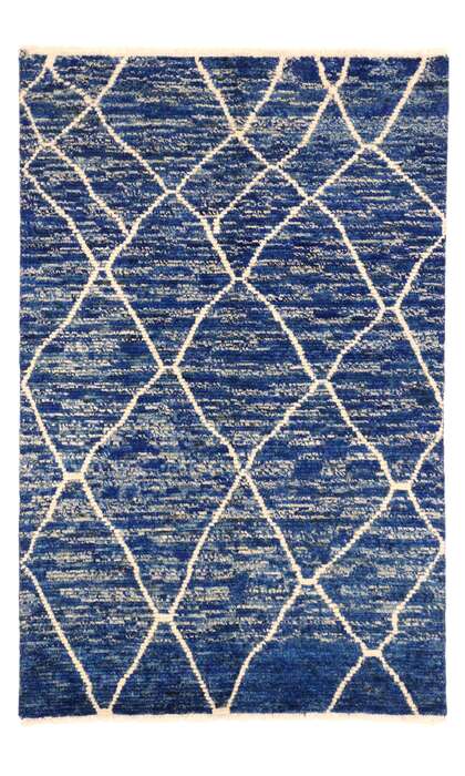 4 x 6 Modern Blue Moroccan Rug 80298