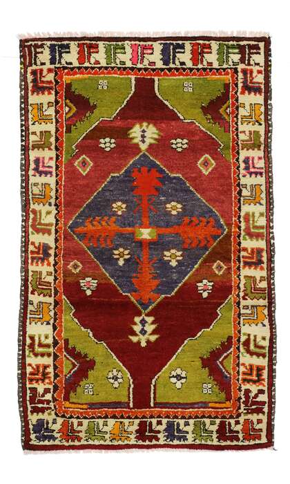 3 x 4 Colorful Vintage Turkish Oushak Rug 51756