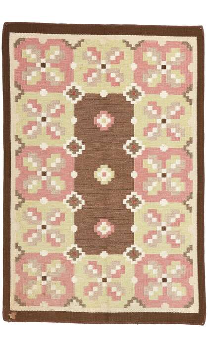 5 x 7 Erik Lundberg Lyckeyby Vintage Swedish Rollakan Rug 78248