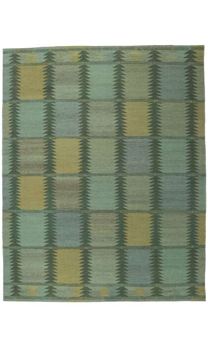 9 x 12 Green Swedish Inspired Kilim Rug 30799