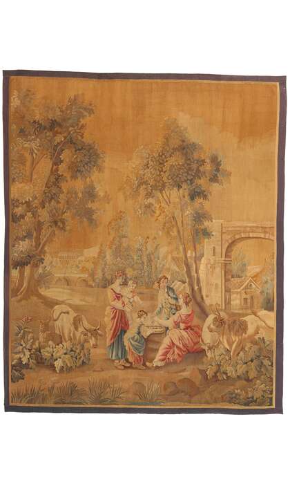 7 x 9 Antique French Aubusson Tapestry 73625