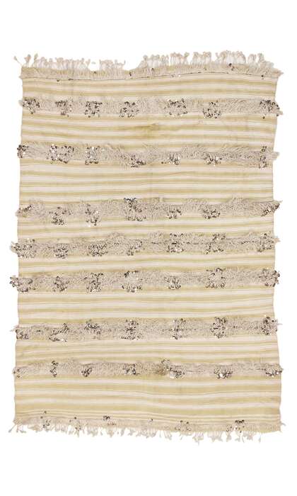4 x 5 Vintage Moroccan Wedding Blanket Handira Textile 20325