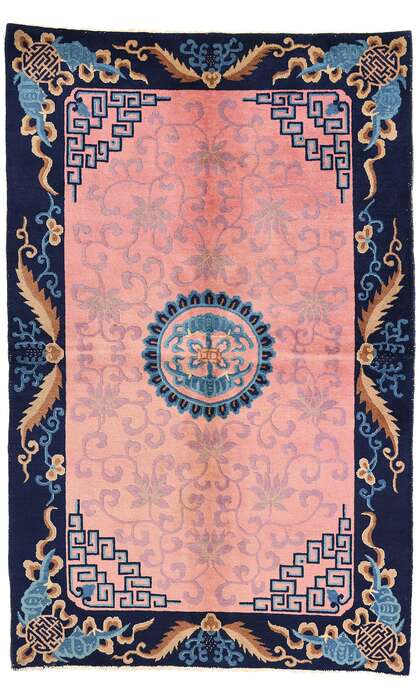 5 x 8 Antique Pink Chinese Art Deco Rug 78184