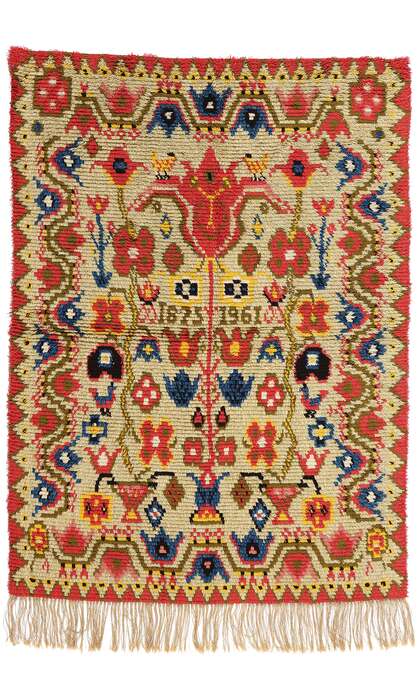 5 x 6 Vintage Finnish Porin Tienoot Ryijy Rug 78268