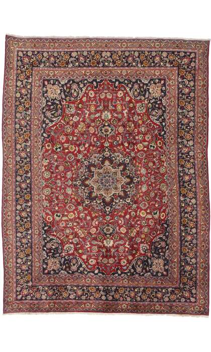 ​10 x 13 Vintage Red Persian Mashhad Rug 74946