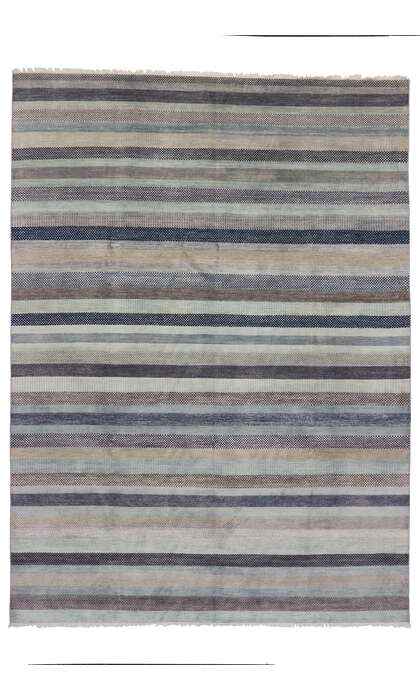 9 x 12 Modern Coastal Striped Rug 30148