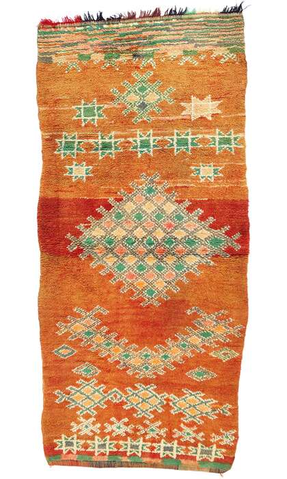 3 x 7 Vintage Orange Boujad Moroccan Rug 21839