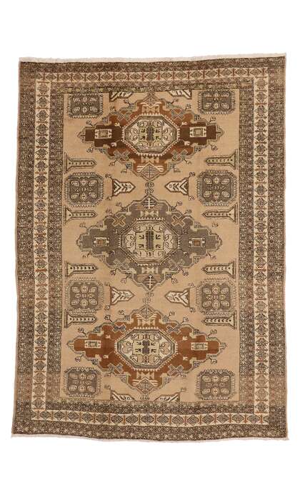 7 x 10 Vintage Brown Persian Ardabil Rug 72037