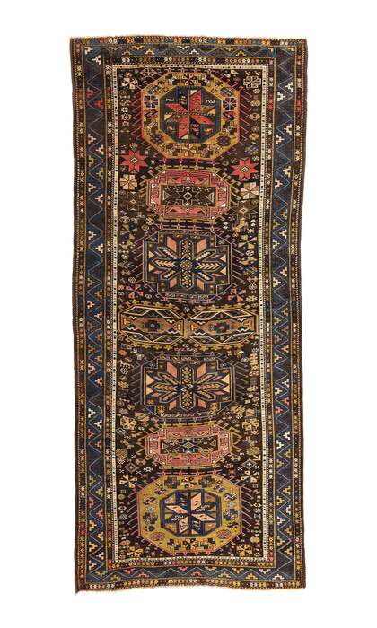 5 x 13 Antique Caucasian Baku Rug Azerbaijan Tribal Carpet Runner 78770