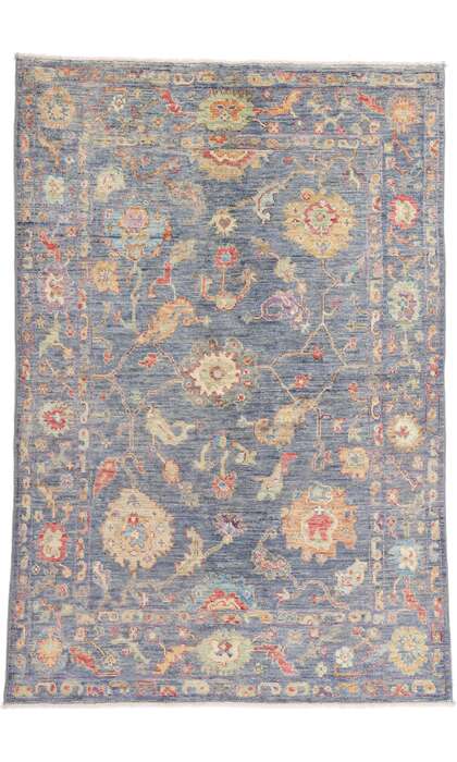 5 x 7 Modern Colorful Blue Oushak Rug 80972