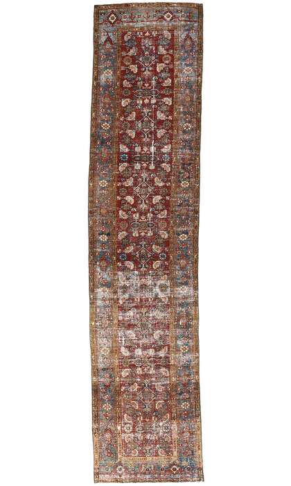 3 x 15 Antique-Worn Persian Malayer Rug Runner 60975