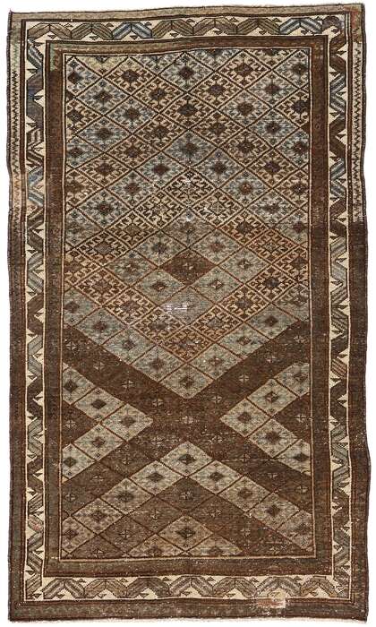 4 x 7 Distressed Antique-Worn Persian Hamadan Rug 61016