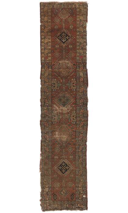 2 x 10 Distressed Antique-Worn Persian Heriz Rug 73166
