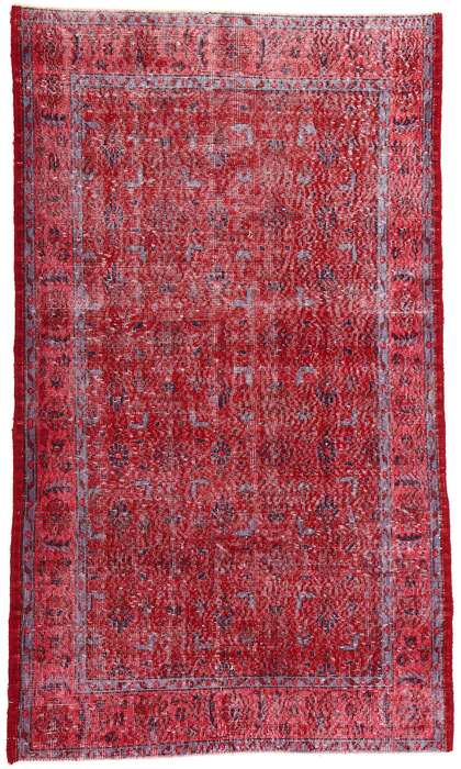 4 x 7 Distressed Vintage Red Turkish Sivas Rug 52012