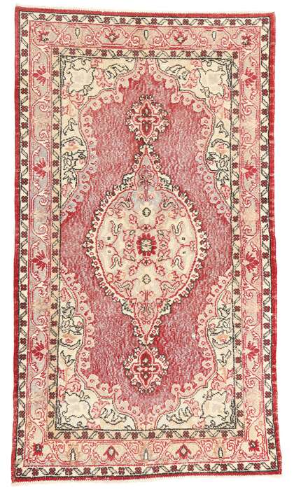 4 x 7 Distressed Vintage Red Turkish Sivas Rug 51941