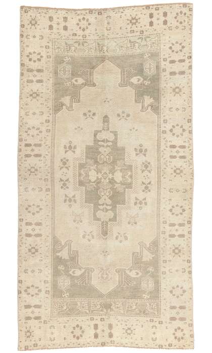 4 x 8 Vintage Muted Turkish Oushak Rug 53676