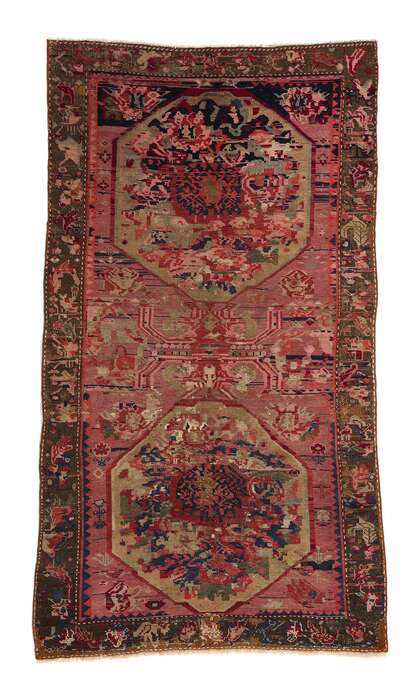 4 x 8 Antique Pink Caucasian Karabagh Rose Rug 61160