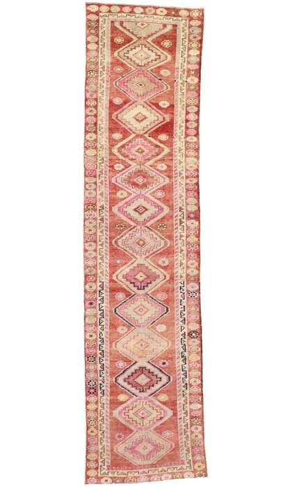 3 x 12 Vintage Turkish Oushak Rug Runner 52665