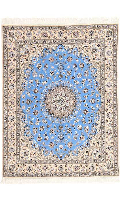 5 x 7 Signed Habibian Blue Persian Nain Rug 78774