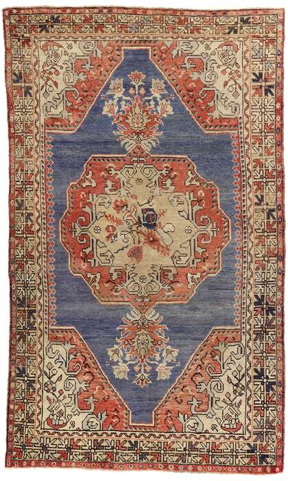 5 x 8 Vintage Blue Turkish Oushak Rug 52256