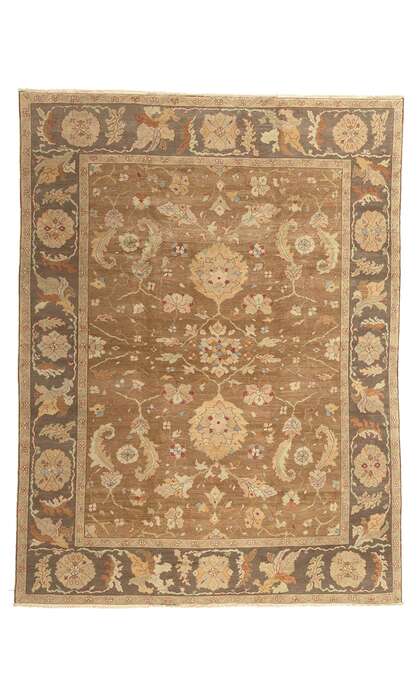 9 x 12 Vintage Brown Turkish Oushak Rug 74372