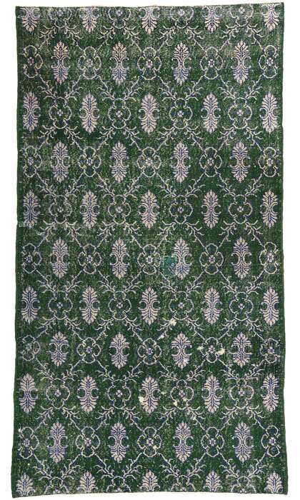 4 x 7 Distressed Vintage Green Turkish Sivas Rug 51945