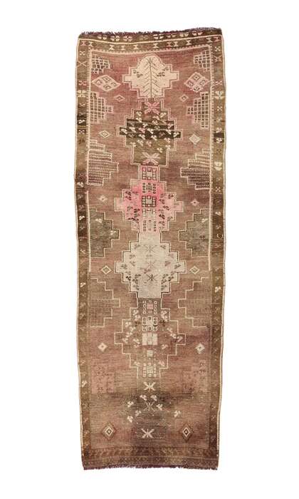 4 x 10 Pink and Brown Vintage Turkish Kars Rug 77696