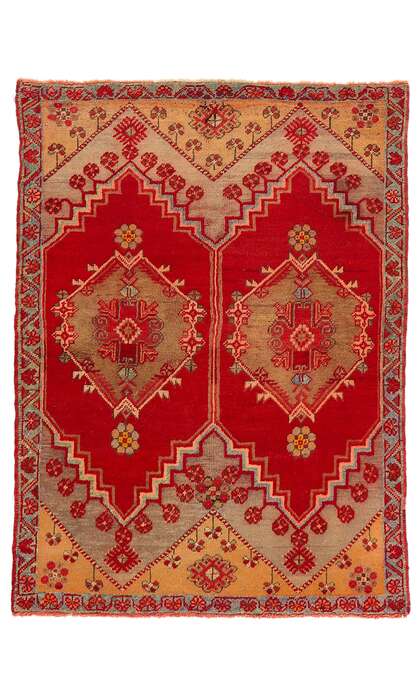 4 x 5 Vintage Red Turkish Oushak Rug 51122