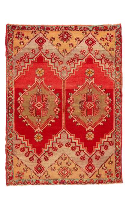 4 x 5 Vintage Red Turkish Oushak Rug 51123