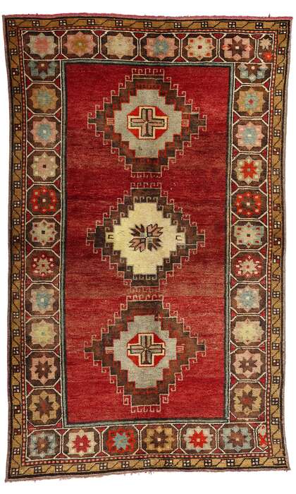 4 x 7 Vintage Red Turkish Oushak Rug 52293