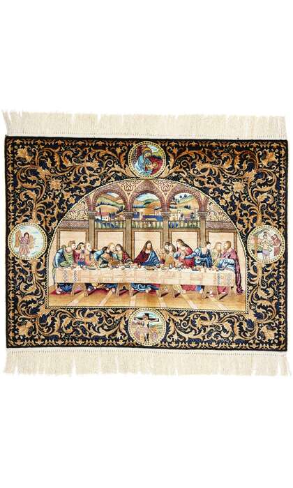 2 x 3 Chinese Tableau The Last Supper Silk Rug 78776