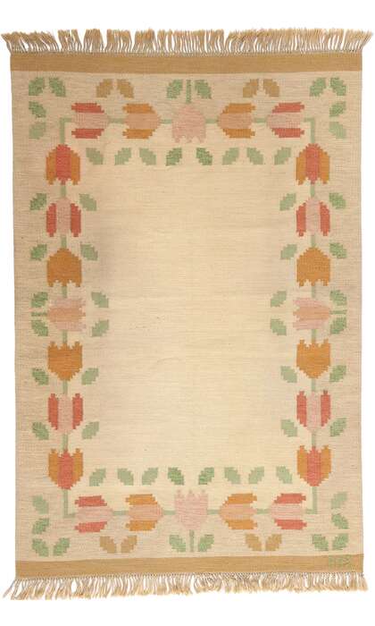 5 x 8 Anne Marie Boberg Vintage Swedish Rollakan Rug 78835