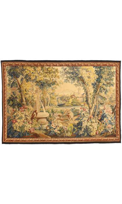 7 x 10 Antique French Aubusson Verdure Tapestry 78831