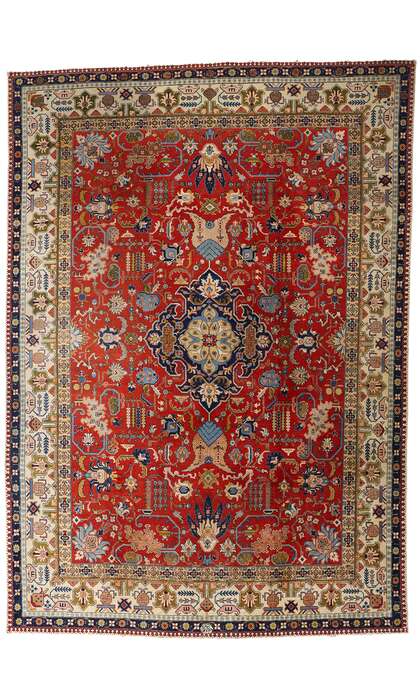 9 x 13 Antique Red Persian Tabriz Rug 78830