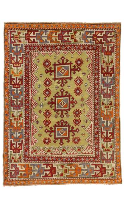 4 x 5 Colorful Vintage Turkish Oushak Rug 73873