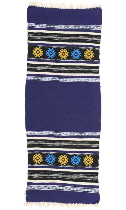 1 x 4 Vintage Blue Greek Kilim Rug 78798