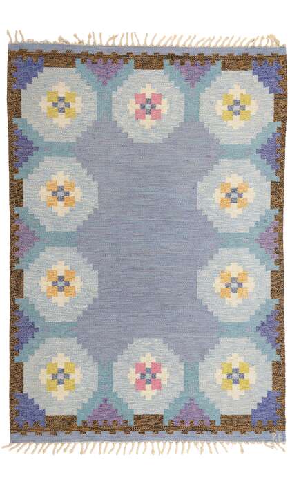 5 x 8 Vintage Blue Swedish Rollakan Rug 78822