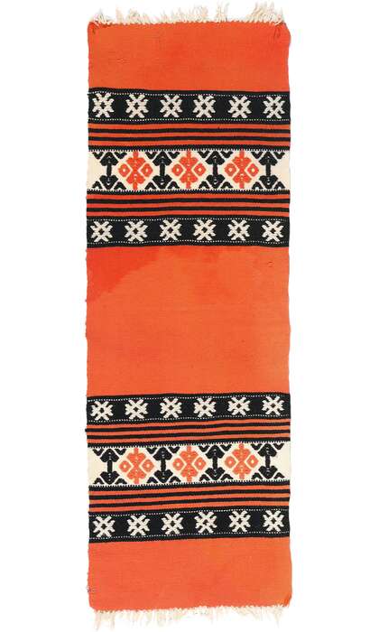 1 x 4 Vintage Orange Greek Kilim Rug 78797