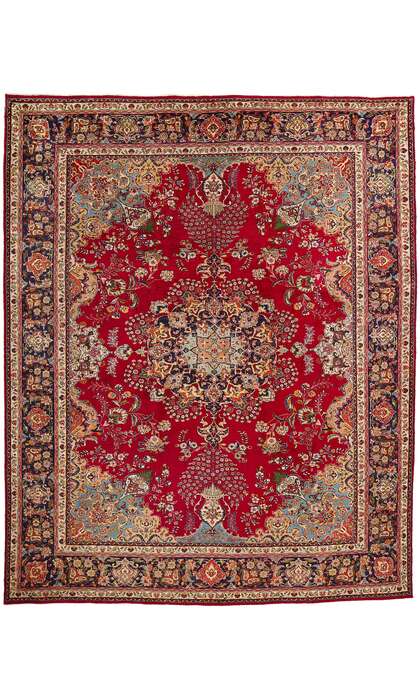 10 x 13 Vintage Red Persian Tabriz Rug 78814