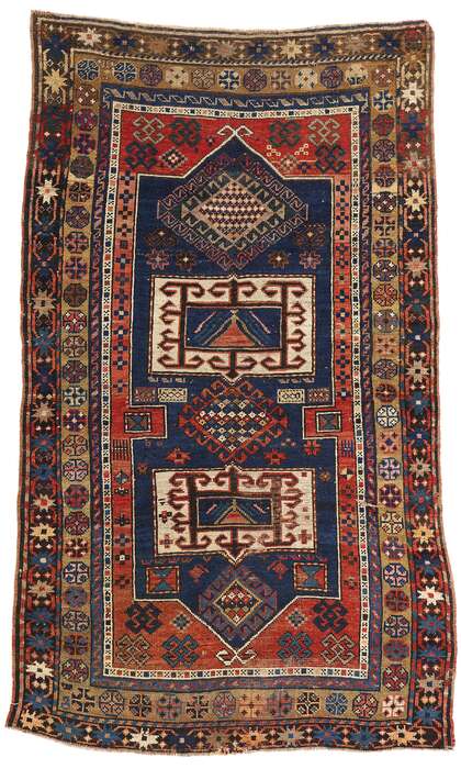 4 x 6 Antique Caucasian Kazak Rug 78786