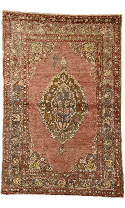 4 x 5 Vintage Turkish Oushak Rug 50656