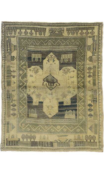 4 x 5 Vintage Oushak Rug 51317