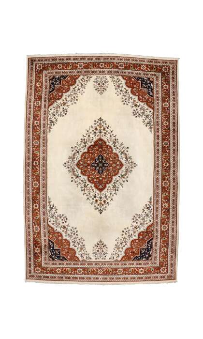 12 x 17 Vintage Ivory Indian Kerman Rug 74748