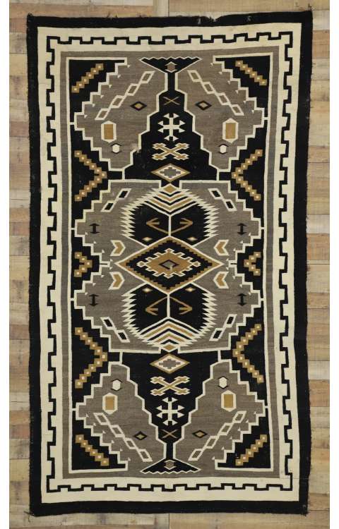 6 x 10 Antique Two Gray Hills Navajo Rug 77275