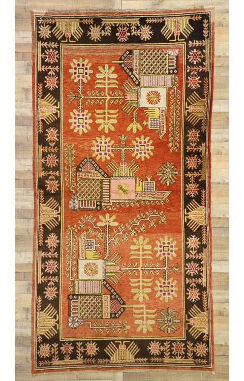6 x 11 Antique Eastern Turkestan Khotan Rug 77325