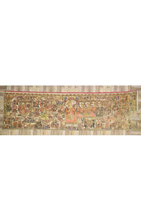 5 x 16 18th Century Antique Indian Medieval Tapestry after the Battle of Karnal in 1739