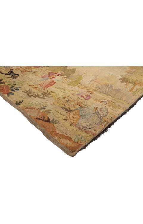 4 x 5 Antique French Aubusson Pastoral Tapestry 77763