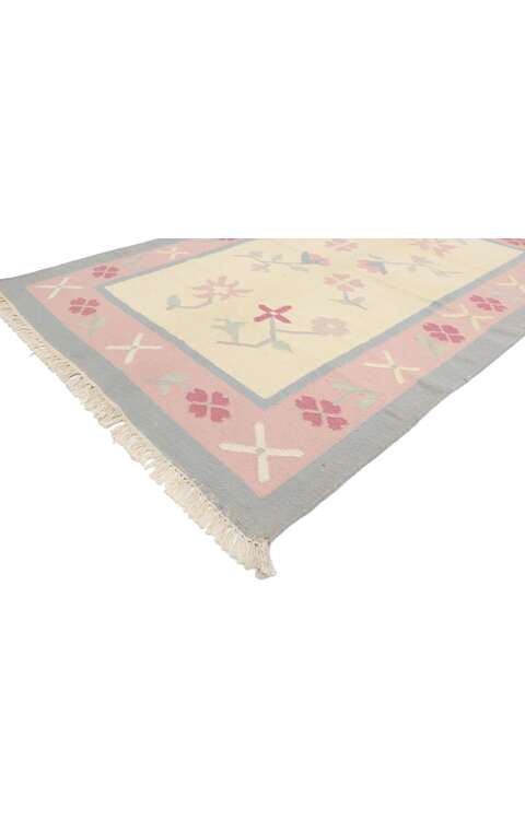 4 x 6 Vintage Floral Dhurrie Rug 77817