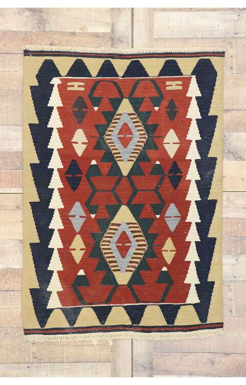 3 x 4 Vintage Persian Shiraz Kilim Rug 77839